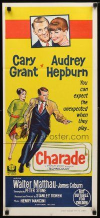 8t454 CHARADE Aust daybill '63 tough Cary Grant & sexy Audrey Hepburn!