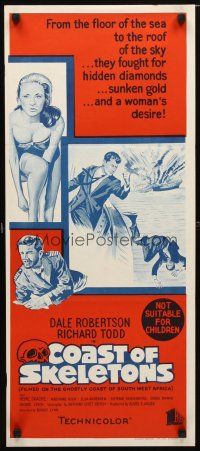 8t460 COAST OF SKELETONS Aust daybill '65 Edgar Wallace, Dale Robertson, sexy Marianne Koch!