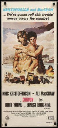 8t466 CONVOY Aust daybill '78 art of barechested trucker Kris Kristofferson & sexy Ali McGraw!