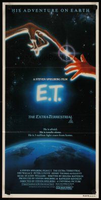 8t494 E.T. THE EXTRA TERRESTRIAL Aust daybill '82 Steven Spielberg, great John Alvin artwork!