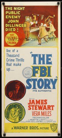 8t519 FBI STORY Aust daybill '59 great images of detective Jimmy Stewart & Vera Miles!