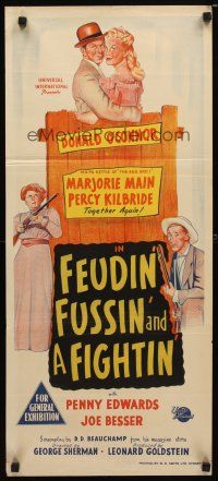 8t521 FEUDIN', FUSSIN' & A-FIGHTIN' Aust daybill '48 Donald O'Connor, Marjorie Main & Kilbride!