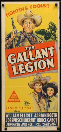 8t540 GALLANT LEGION Aust daybill '48 cool art of William Wild Bill Elliott w/gun, Lorna Gray!