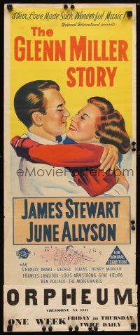 8t549 GLENN MILLER STORY Aust daybill '54 James Stewart, June Allyson, Louis Armstrong!