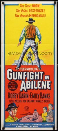 8t558 GUNFIGHT IN ABILENE Aust daybill '67 stone litho of cowboy Bobby Darin in a showdown!