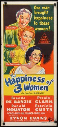 8t561 HAPPINESS OF THREE WOMEN Aust daybill '54 Brenda de Banzie, Petula Clark, Donald Houston!