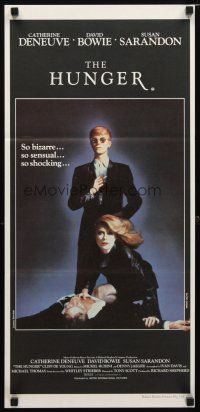 8t585 HUNGER Aust daybill '83 cool image of vampire Catherine Deneuve & rocker David Bowie!