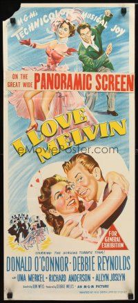 8t587 I LOVE MELVIN Aust daybill '53 great romantic art of Donald O'Connor & Debbie Reynolds!
