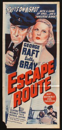 8t589 I'LL GET YOU Aust daybill '53 stone litho art of George Raft & sexy Sally Gray!