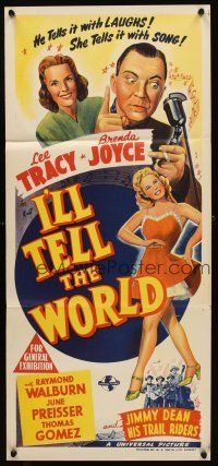 8t591 I'LL TELL THE WORLD Aust daybill '45 Lee Tracy, Brenda Joyce, radioland goes rip-roaring!