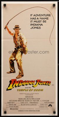 8t595 INDIANA JONES & THE TEMPLE OF DOOM Aust daybill '84 adventure is Harrison Ford's name!