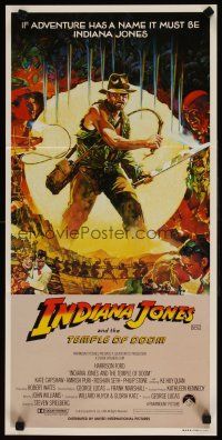 8t594 INDIANA JONES & THE TEMPLE OF DOOM Aust daybill '84 art of Harrison Ford by Vaughan!
