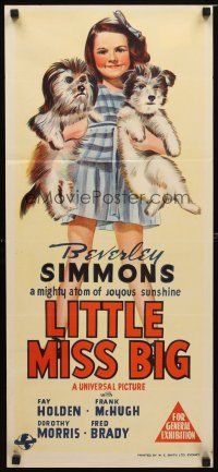 8t638 LITTLE MISS BIG Aust daybill '46 artwork of cute dynamite mite Beverly Simmons!