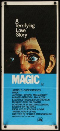 8t654 MAGIC Aust daybill '78 Richard Attenborough, ventriloquist Anthony Hopkins, dummy image!