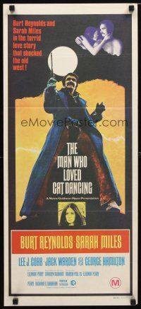 8t662 MAN WHO LOVED CAT DANCING Aust daybill '73 full-length image of Burt Reynolds with gun!