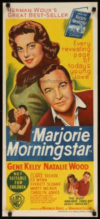 8t667 MARJORIE MORNINGSTAR Aust daybill '58 Gene Kelly, Natalie Wood, from Herman Wouk's novel!