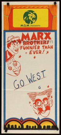 8t668 MARX BROTHERS FUNNIER THAN EVER stock Aust daybill '70s wacky art, Go West!