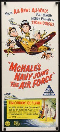 8t672 McHALE'S NAVY JOINS THE AIR FORCE Aust daybill '65 art of Tim Conway in wacky flying ship!
