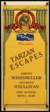 8t677 MGM stock Aust daybill 40s Johnny Weismuller in Tarzan Escapes!