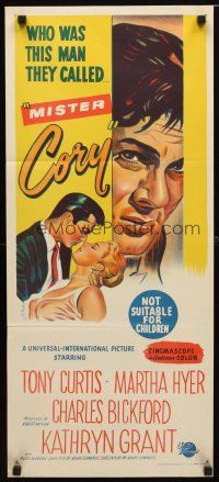 8t683 MISTER CORY Aust daybill '57 professional poker player Tony Curtis & sexy Martha Hyer!