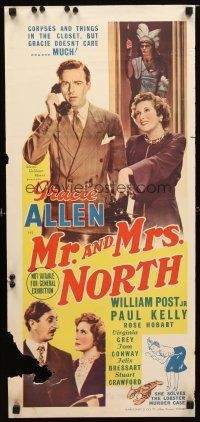 8t690 MR. & MRS. NORTH Aust daybill '42 Gracie Allen & William Post Jr in title roles, Paul Kelly!