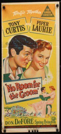 8t709 NO ROOM FOR THE GROOM Aust daybill '52 Tony Curtis w/Piper Laurie, the nation's new heart sigh