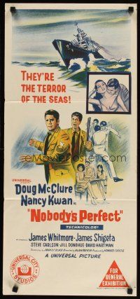 8t711 NOBODY'S PERFECT Aust daybill '68 Doug McClure & Nancy Kwan are the terror of the seas!