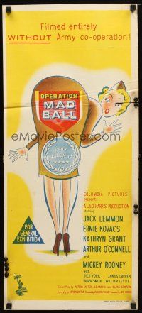 8t724 OPERATION MAD BALL Aust daybill '57 screwball comedy filmed entirely w/out Army co-operation