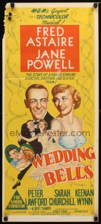8t784 ROYAL WEDDING Aust daybill '51 stone litho art of Fred Astaire & sexy Jane Powell!