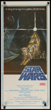8t835 STAR WARS 2nd printing Aust daybill '77 George Lucas classic sci-fi epic, art by Tom Jung
