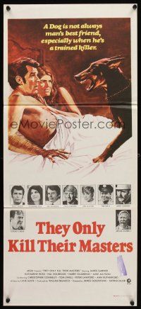8t869 THEY ONLY KILL THEIR MASTERS Aust daybill '72 James Garner & Doberman Pincer dog in bed!