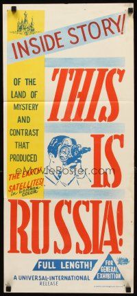 8t872 THIS IS RUSSIA Aust daybill '58 Sputnik space race doc, inside story of land of mystery!