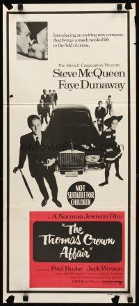 8t874 THOMAS CROWN AFFAIR Aust daybill '68 different image of Steve McQueen & sexy Faye Dunaway!