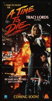 8t887 TIME TO DIE Aust daybill '91 sexy Traci Lords, Jeff Conaway, Richard Roundtree!