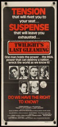 8t908 TWILIGHT'S LAST GLEAMING Aust daybill '77 Robert Aldrich directed, Burt Lancaster, Widmark!
