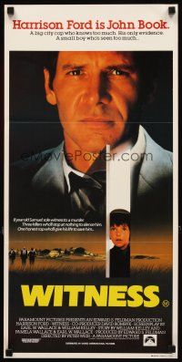 8t981 WITNESS Aust daybill '85 big city cop Harrison Ford in Amish country, directed by Peter Weir
