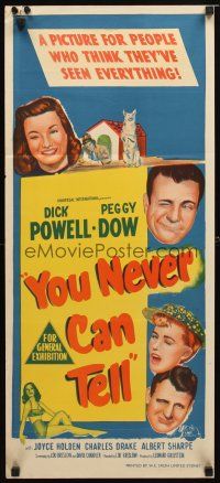 8t996 YOU NEVER CAN TELL Aust daybill '51 Dick Powell as reincarnated dog who inherited a fortune!