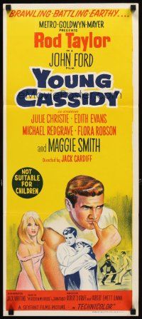 8t998 YOUNG CASSIDY Aust daybill '65 John Ford, bellowing, brawling, womanizing Rod Taylor!