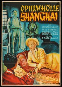 8t265 MYSTERE A SHANGHAI German '52 art of Englishwoman reaching for pipe in opium den!