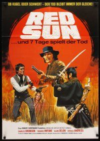 8t273 RED SUN German '72 Peltzer art of Charles Bronson, Toshiro Mifune, Ursula Andress, Delon!