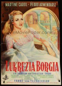 8t281 SINS OF THE BORGIAS German '53 Jaque's Lucrece Borgia, Rehak art of pretty Martine Carol!