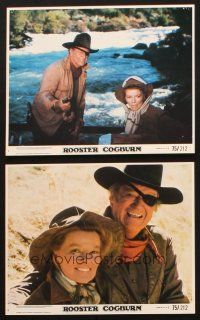 8w995 ROOSTER COGBURN 2 8x10 mini LCs '75 c/u of John Wayne with eyepatch & Katharine Hepburn!