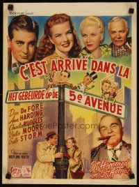 8y105 IT HAPPENED ON 5th AVENUE Belgian '46 poor Don DeFore loves rich and beautiful Gale Storm!