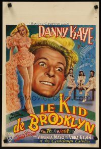 8y111 KID FROM BROOKLYN Belgian '46 art of Danny Kaye, sexy Virginia Mayo & Vera-Ellen!