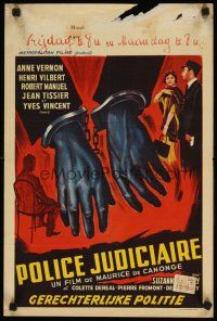8y153 POLICE JUDICIAIRE Belgian '58 Anne Vernon, Henri Vilbert, art of handcuffed hands!
