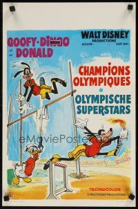 8y195 SUPERSTAR GOOFY Belgian '72 Disney, art of Goofy hurdling w/Olympic torch!