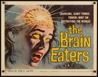 8y535 BRAIN EATERS 1/2sh '58 AIP, classic horror art of girl's brain exploding!