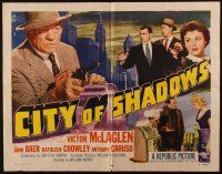 8y562 CITY OF SHADOWS 1/2sh '55 close up of tough gangster Victor McLaglen in New York City!