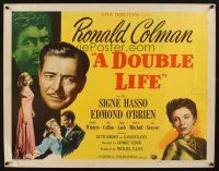 8y604 DOUBLE LIFE 1/2sh '47 film noir, Ronald Colman, Signe Hasso & pretty Shelley Winters!