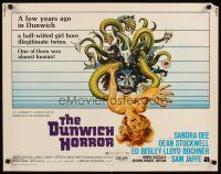 8y609 DUNWICH HORROR 1/2sh '70 AIP, wild horror art of multi-headed monster attacking woman!